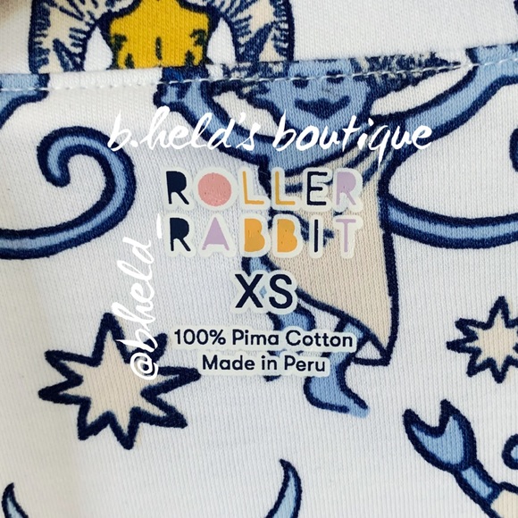 Roller Rabbit Monkey Horoscope Polo Pajamas in White Blue Size XS Brand New NWT - Picture 6 of 16